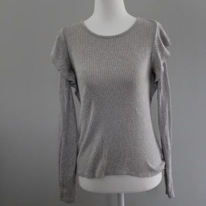 Greige Ribbed Long Sleeve Lucky Brand Top